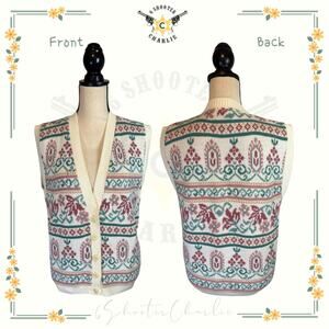 Vintage Cape Cod Sportswear Sweater Vest Button Front Womens Medium Grannycore